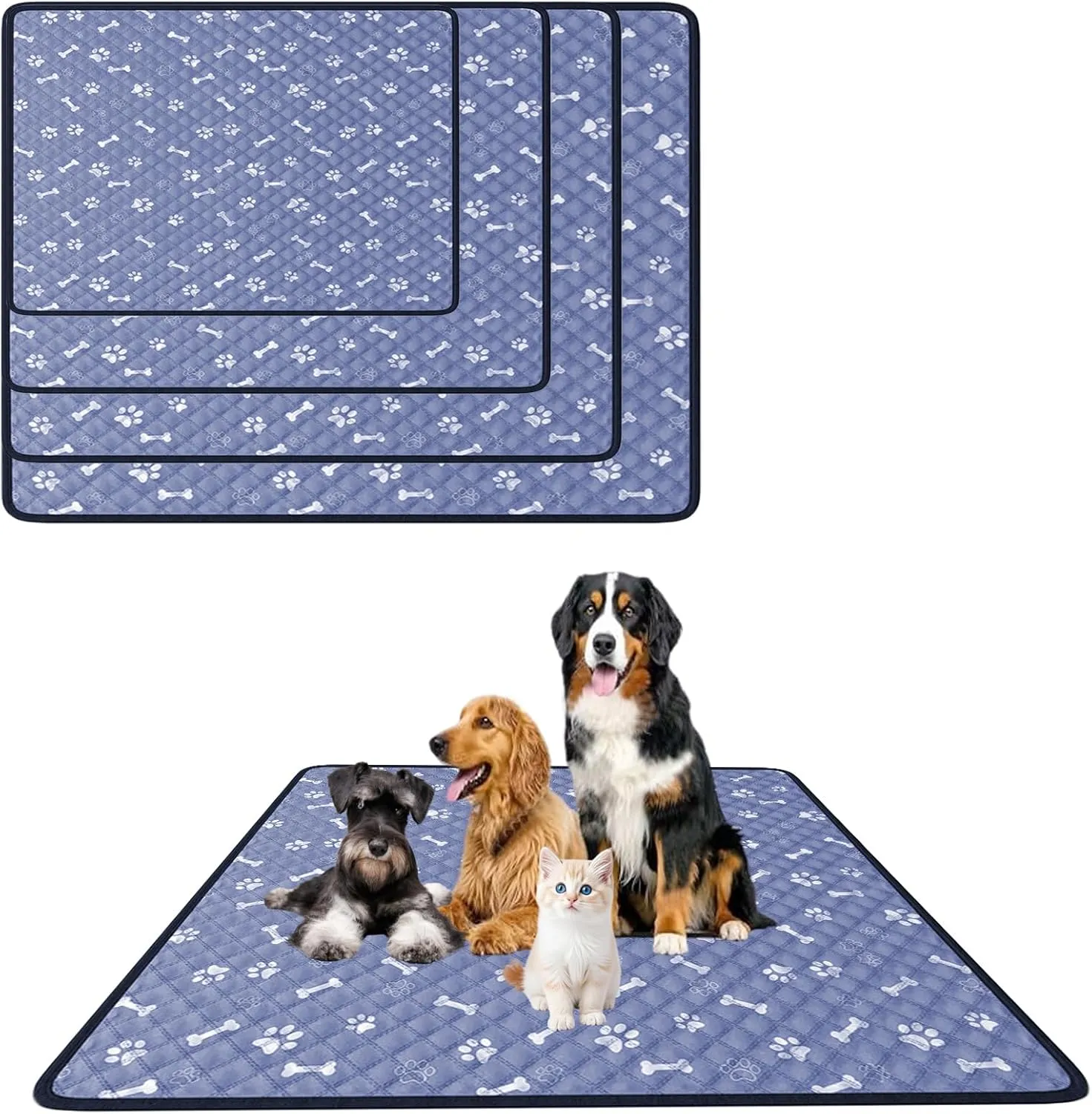 Washable Pee Pads for Dogs, Reusable Puppy Pad, Training Waterproof Pet Mats Dog NecessitiesUsed for Cages Floors Sofas Cars Durable Absorbent 2 Pack (12"x16")