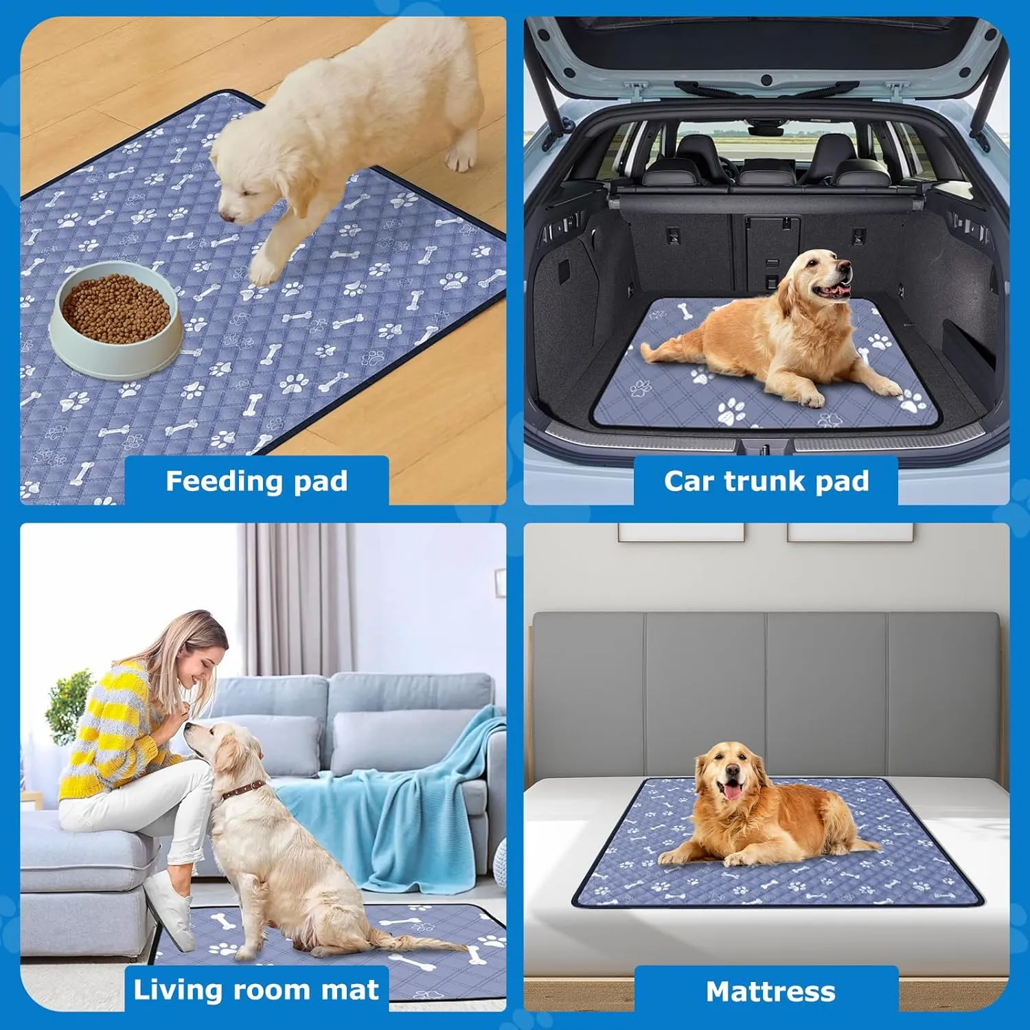 Washable Pee Pads for Dogs, Reusable Puppy Pad, Training Waterproof Pet Mats Dog NecessitiesUsed for Cages Floors Sofas Cars Durable Absorbent 2 Pack (12"x16")