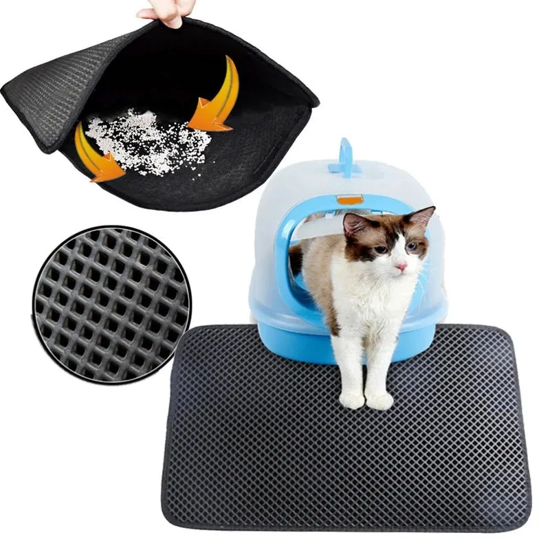 Waterproof Pet Cat Litter Mat: Double Layer Litter Trapping Pad